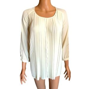 J. Peterman Cream Pleated Blouse